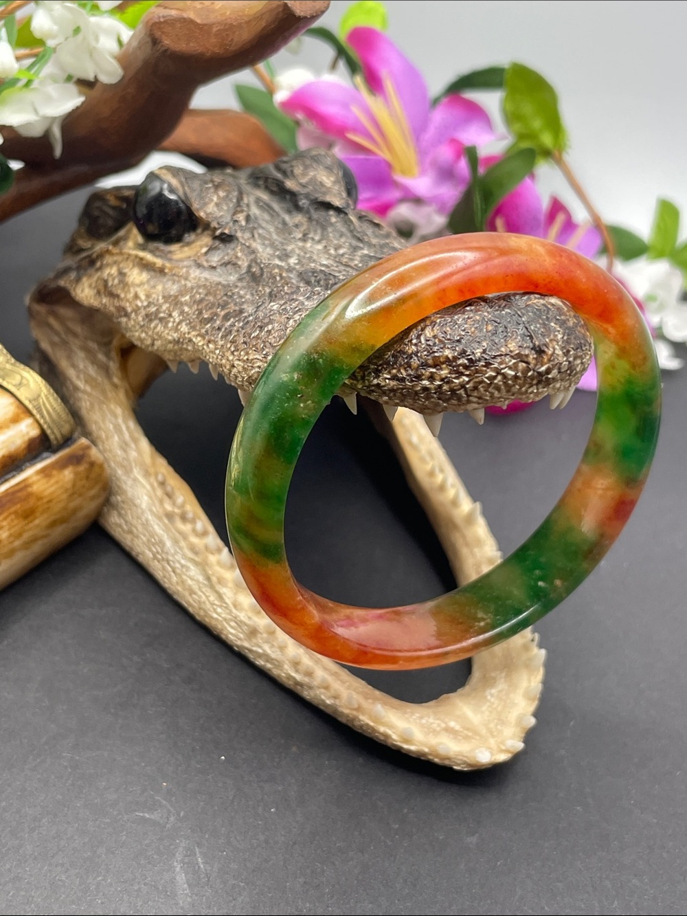 Jade stone bangle dyed size 6.75